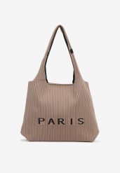Beżowa Tłoczona Torebka Typu Shopper Saliaria. Brązowe torebki do ręki damskie Renee, bez wzorów, z jeansu, z tłoczeniem, bez dodatków. Za 69.99 zł.