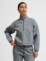 Bluza damska z zamkiem 1/2 Hummel Tech. Szare bluzy damskie Hummel, na wiosnę, l, bez wzorów, z bawełny, eleganckie, bez ramiączek, bez kaptura. Za 352.50 zł.