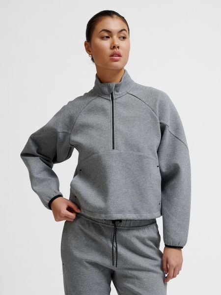 Bluza damska z zamkiem 1/2 Hummel Tech. Szare bluzy damskie Hummel, l, bez wzorów, z bawełny, eleganckie, bez ramiączek, bez kaptura. Za 262.50 zł.