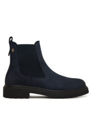 Tommy Hilfiger Sztyblety Nubuck Cleated FW0FW09041 Granatowy. Niebieskie botki damskie Tommy Hilfiger, bez wzorów, z nubiku, bez obcasa, na płaskiej podeszwie, bez zapięcia. Za 529.99 zł.