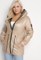Złota Kurtka Pikowana Parka z Nieodpinanym Kapturem Oferra. Żółte kurtki damskie Born2be, plus size, bez wzorów, plus size. Za 109.99 zł.