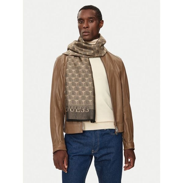Szalik Guess. Brązowe szaliki męskie Guess, z aplikacjami. Za 249.99 zł.
