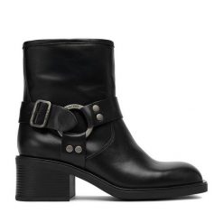 Botki G-Star Raw. Czarne botki damskie G-Star Raw, bez wzorów, retro, bez obcasa, na słupku, bez zapięcia. Za 269.99 zł.