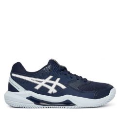 Buty do tenisa Asics. Niebieskie obuwie sportowe damskie Asics, bez wzorów, bez zapięcia, tenisowe. Za 339.99 zł.