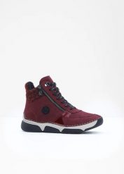Botki sznurowane marki Rieker. Czerwone botki damskie bonprix, bez wzorów, bez obcasa, bez zapięcia. Za 359.99 zł.
