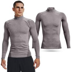 Koszulka męska termoaktywna treningowa Under Armour z długim rękawem. Szare bluzy męskie Under Armour, m, bez wzorów, sportowe, bez ramiączek, bez kaptura. Za 199.99 zł.