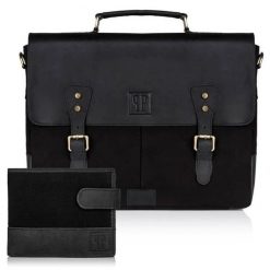 Zestaw czarny PAOLO PERUZZI portfel + torba ZUP-07-BL. Czarne portfele męskie Paolo Peruzzi, bez wzorów, z bawełny. Za 329.99 zł.