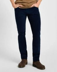 MĘSKIE SPODNIE SZTRUKSOWE LEE DAREN ZIP FLY RIVET NAVY 112373981. Niebieskie spodnie materiałowe męskie Lee, bez wzorów, z bawełny. W wyprzedaży za 119.99 zł.