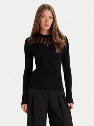 Morgan Sweter 252-MAMDO Czarny Slim Fit. Czarne swetry nierozpinane damskie Morgan, m, bez wzorów, z wiskozy, bez kołnierzyka, bez ramiączek. Za 190.41 zł.