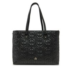 Torebka Aigner. Czarne shopperki damskie Aigner, bez wzorów, bez dodatków. Za 2,029.00 zł.