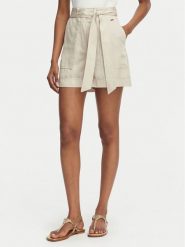 Guess Szorty materiałowe W5GD1R WG4C2 Beżowy jasny Regular Fit. Brązowe szorty damskie Guess, z aplikacjami, z lyocellu. Za 294.99 zł.