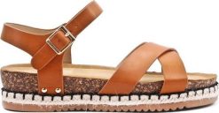 BELLO STAR Sandały espadryle z plecionką i sprzączką camel-39. Brązowe sandały damskie BELLO STAR, bez wzorów, bez obcasa, bez zapięcia. Za 67.44 zł.