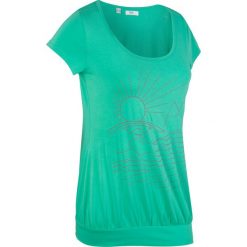 Shirt sportowy z nadrukiem, krótki rękaw bonprix zieleń oceaniczna z nadrukiem. Koszulki sportowe damskie bonprix. Za 27.99 zł.