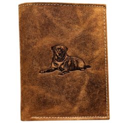 Skórzany portfel tłoczony N4-CHM-DOG-1-BL brązowy. Brązowe portfele męskie Inny, z aplikacjami, ze skóry. Za 59.00 zł.