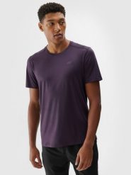 4F Koszulka treningowa regular szybkoschnąca męska - fioletowa S. Fioletowe koszulki sportowe męskie 4F, m, bez wzorów, z dzianiny, bez ramiączek, na fitness i siłownię. W wyprzedaży za 59.99 zł.