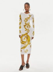 Versace Jeans Couture Sukienka codzienna 76HAO9P8 Biały Slim Fit. Białe sukienki damskie Versace Jeans Couture, na co dzień, bez wzorów, z jeansu, bez kołnierzyka, bez ramiączek, proste. Za 2,809.00 zł.