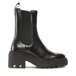 Botki GINO ROSSI. Czarne botki damskie Gino Rossi, bez wzorów, bez obcasa, na słupku, bez zapięcia. Za 239.99 zł.