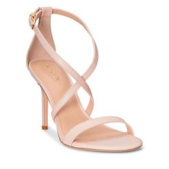 Sandały LAUREN RALPH LAUREN. Czerwone sandały damskie Lauren Ralph Lauren, bez wzorów, bez obcasa, na słupku, bez zapięcia. Za 779.99 zł.
