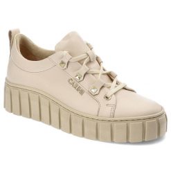 Beżowe Półbuty Carinii Stylowe Buty Na Platformie. Brązowe półbuty damskie Carinii, bez wzorów, ze skóry, eleganckie, bez obcasa, na obcasie, bez zapięcia. Za 385.00 zł.