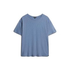 T-shirt damski z opadającymi ramionami Superdry Studios. Niebieskie t-shirty damskie Superdry, bez wzorów, bez kołnierzyka, bez ramiączek. Za 122.25 zł.
