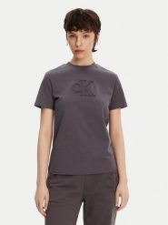 Calvin Klein Jeans T-Shirt J20J225256 Szary Regular Fit. Szare t-shirty damskie Calvin Klein Jeans, l, bez wzorów, z bawełny, bez kołnierzyka, bez ramiączek. Za 129.99 zł.