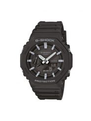 G-Shock Zegarek GA-2100-1AER Czarny. Czarne zegarki męskie G-Shock, bez wzorów. Za 349.99 zł.