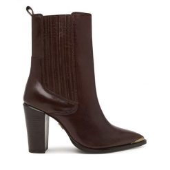 Botki Bronx. Brązowe botki damskie Bronx, bez wzorów, bez obcasa, na słupku, bez zapięcia. Za 769.99 zł.
