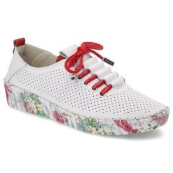 Białe Półbuty Artiker Modne Obuwie Damskie. Czerwone półbuty damskie Artiker, bez wzorów, biznesowe, bez obcasa, na koturnie, bez zapięcia. Za 209.00 zł.