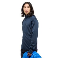 Kurtka z kapturem Haglöfs L.I.M Mid Fast II. Niebieskie kurtki męskie Haglöfs, l, bez wzorów, sportowe, z kapturem. Za 621.30 zł.