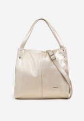 Złota Torebka w Typie Shopper z Paskiem i Rączką Soreline. Żółte shopperki damskie Renee, bez wzorów, z jeansu, bez dodatków. Za 149.99 zł.