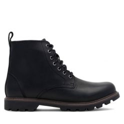 Trzewiki Lasocki. Czarne botki męskie Lasocki, bez wzorów, bez obcasa, bez zapięcia. Za 179.99 zł.