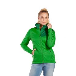 Kurtka damska Erima Softshell Performance. Zielone kurtki sportowe damskie Erima, xs, bez wzorów, z materiału, bez ramiączek, bez kaptura, trekkingowe. W wyprzedaży za 201.00 zł.