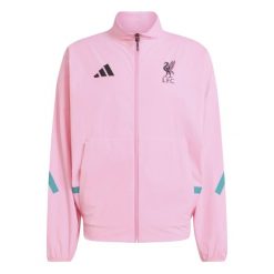Kurtka dresowa Liverpool FC ZN.E. 2025/26. Czerwone kurtki męskie Adidas, bez wzorów, z dresówki, sportowe, bez kaptura. Za 455.50 zł.