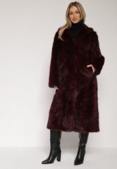 Bordowy Jednorzędowy Płaszcz Futerko o Klasycznym Kroju Yrelsha. Czerwone płaszcze damskie Born2be, l, bez wzorów, z futra, klasyczne, bez kołnierzyka, bez kaptura. Za 279.99 zł.