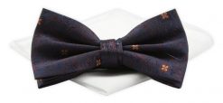 Mucha Męska z Poszetką Chattier - Granat i Pomarańczowe Akcenty. Niebieskie krawaty i muchy Chattier, bez wzorów, z poliesteru, eleganckie. Za 59.00 zł.
