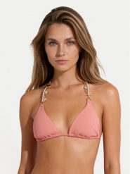 Guess Góra od bikini E6GJ00 KF412 Koralowy. Pomarańczowe bikini Guess, z aplikacjami, z syntetyku. Za 349.99 zł.