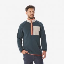 Sweter turystyczny męski Quechua NH500. Brązowe swetry męskie QUECHUA, m, bez wzorów, z bawełny, sportowe, bez kołnierzyka, bez ramiączek. Za 129.99 zł.
