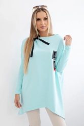 Bluza oversize z asymetrycznymi bokami miętowa. Zielone bluzy damskie KESI, l, bez wzorów, z bawełny, bez ramiączek, bez kaptura. Za 209.11 zł.
