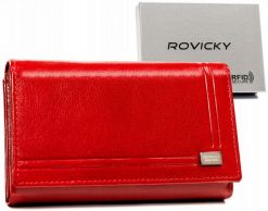 Portfel skórzany Rovicky CPR-007-BAR czerwony. Czerwone portfele damskie ROVICKY, ze skóry. Za 121.99 zł.