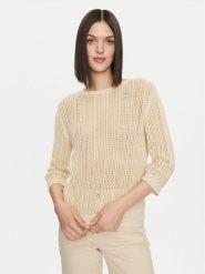 United Colors Of Benetton Sweter 1394D10AF Beżowy Regular Fit. Brązowe swetry nierozpinane damskie United Colors Of Benetton, l, bez wzorów, z bawełny, bez kołnierzyka, bez ramiączek. W wyprzedaży za 159.99 zł.