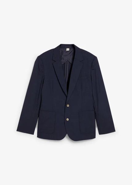 Marynarka o regularnym kroju. Niebieskie garnitury męskie bonprix, m, bez wzorów. Za 309.99 zł.