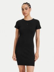 Tommy Jeans Sukienka letnia Flag DW0DW22613 Czarny Slim Fit. Czarne sukienki damskie Tommy Jeans, na lato, s, bez wzorów, z bawełny, bez kołnierzyka, bez ramiączek. Za 289.99 zł.