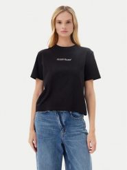 Guess Jeans T-Shirt W5RI4 2K8HM0 Czarny Regular Fit. Czarne t-shirty damskie Guess Jeans, xs, z aplikacjami, z bawełny, bez kołnierzyka, bez ramiączek. Za 129.99 zł.