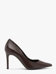 Czekoladowe czółenka na szpilce LINSEY. Brązowe czółenka damskie Ryłko, bez wzorów, z materiału, eleganckie, bez obcasa, na obcasie, bez zapięcia. Za 399.99 zł.