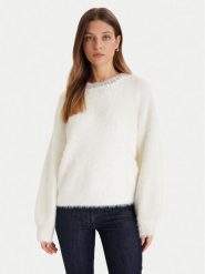 Guess Sweter W5BR58 Z3BH0 Biały Regular Fit. Białe swetry nierozpinane damskie Guess, xxl, z aplikacjami, z syntetyku, bez kołnierzyka, bez ramiączek. Za 479.99 zł.