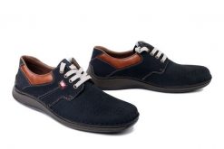 RIEKER 05207-15 blue, półbuty męskie. Niebieskie półbuty męskie Rieker, na lato, bez wzorów, bez obcasa, bez zapięcia. Za 369.90 zł.