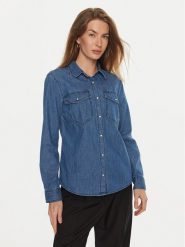 Sisley Koszula jeansowa 5FV6LQ028 Niebieski Regular Fit. Niebieskie koszule damskie Sisley, s, bez wzorów, z bawełny, bez kołnierzyka, bez ramiączek. Za 139.99 zł.
