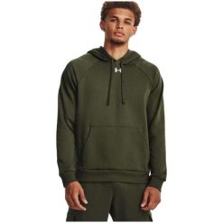 Bluza Męska Z Kapturem Nierozpinana Under Armour Rival Fleece Hoodie. Zielone bluzy męskie Under Armour, m, bez wzorów, sportowe, bez ramiączek, z kapturem. W wyprzedaży za 152.15 zł.