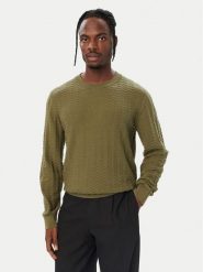 HUGO Sweter Simond 50570261 Khaki Regular Fit. Brązowe swetry męskie Hugo, l, bez wzorów, z bawełny, bez kołnierzyka, bez ramiączek. Za 549.99 zł.