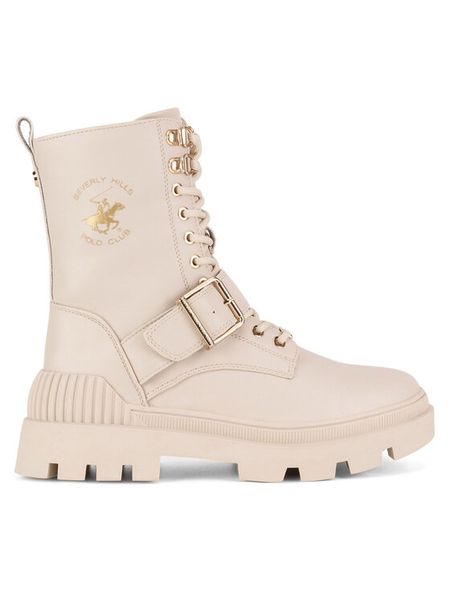 Beverly Hills Polo Club Trzewiki V12-793 Beżowy. Brązowe botki damskie Beverly Hills Polo Club, bez wzorów, z materiału, bez obcasa, na płaskiej podeszwie, bez zapięcia. Za 249.99 zł.